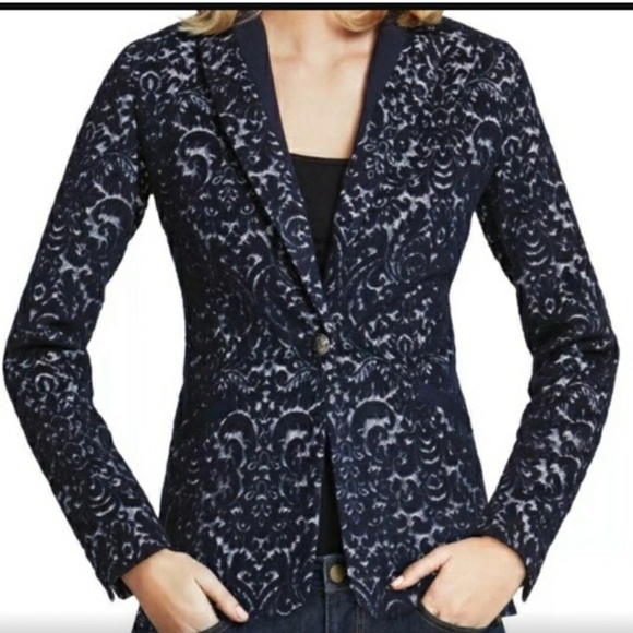 CAbi Style# 109 Jacquard Navy Blazer sz 4 - Picture 3 of 7